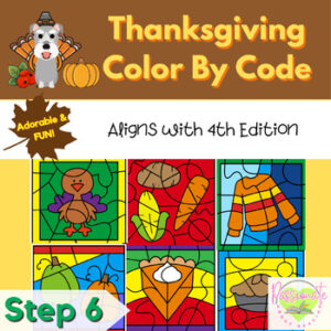 Reading System Step 6 No Prep Thanksgiving Color By Code- FUN Suffix & Final Stable Syllable Review