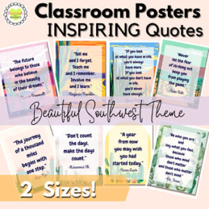 Classroom Decoration Posters- Inspiring Success Quotes- Beautiful Southwest Theme