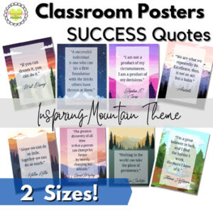 Classroom Decoration Posters- famous SUCCESS Quotes- Beautiful Mountain Theme