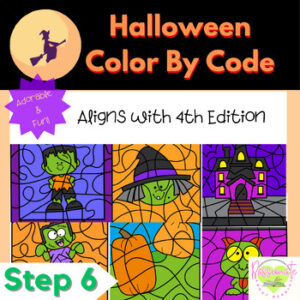 Reading System Step 6 No Prep Halloween Color By Code- FUN Suffix & Final Stable Syllable Review