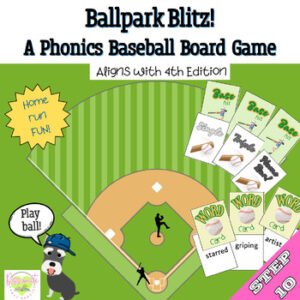 Reading System Step 10 Ballpark Blitz Phonics Baseball Board Game- Fun Advanced Phonics Review!
