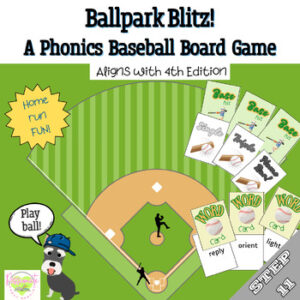 Reading System Step 11 Ballpark Blitz Phonics Baseball Board Game- Fun Advanced Phonics Review!