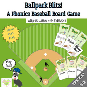 Reading System Step 12 Ballpark Blitz Phonics Baseball Board Game- Fun Advanced Phonics Review!
