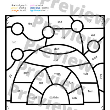 Reading System Step 1 No Prep Winter Color By Code- FUN CVC Words Review - Image 3