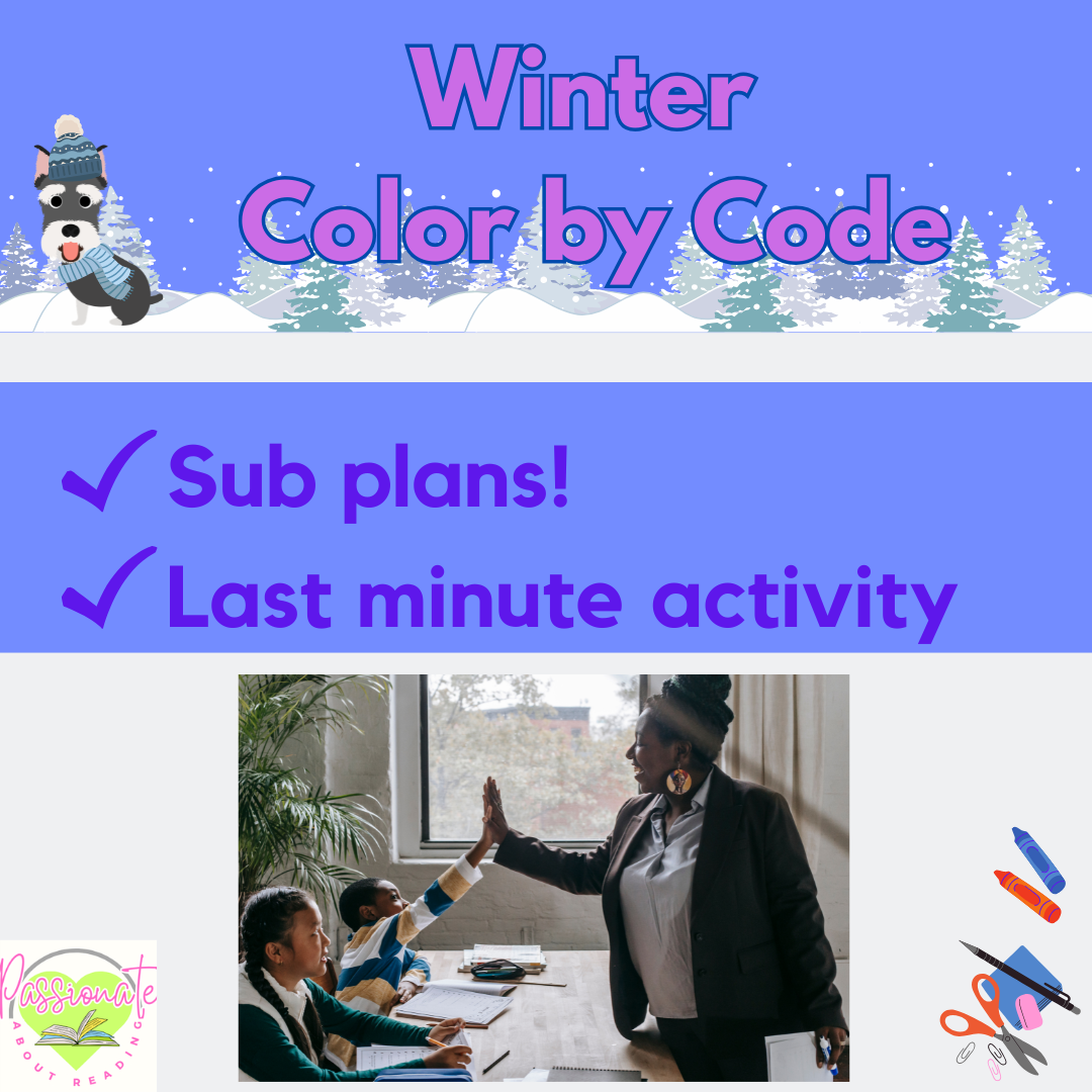 No Prep Winter Color By Code Bundle for Steps1-6, Wilson Reading System Aligned - Image 2