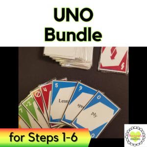 UNO Phonics Card Game Bundle for Steps 1-6, Wilson Reading System Aligned