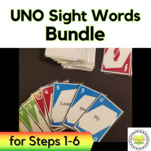 UNO High Frequency Words Card Game Bundle for Steps 1-6, Wilson Reading System Aligned