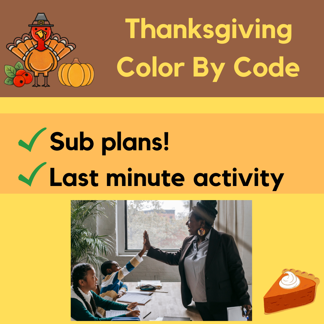 No Prep Thanksgiving Color By Code Bundle for Steps1-6, Wilson Reading ...