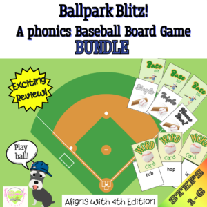 Ballpark Blitz Phonics Baseball Board Game Bundle for Steps 1-6, Wilson Reading System Aligned