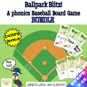 Ballpark Blitz Phonics Baseball Board Game Bundle for Steps 7-12, Wilson Reading System Aligned