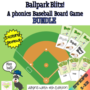Ballpark Blitz Phonics Baseball Board Game Bundle for Steps 1-12, Wilson Reading System Aligned