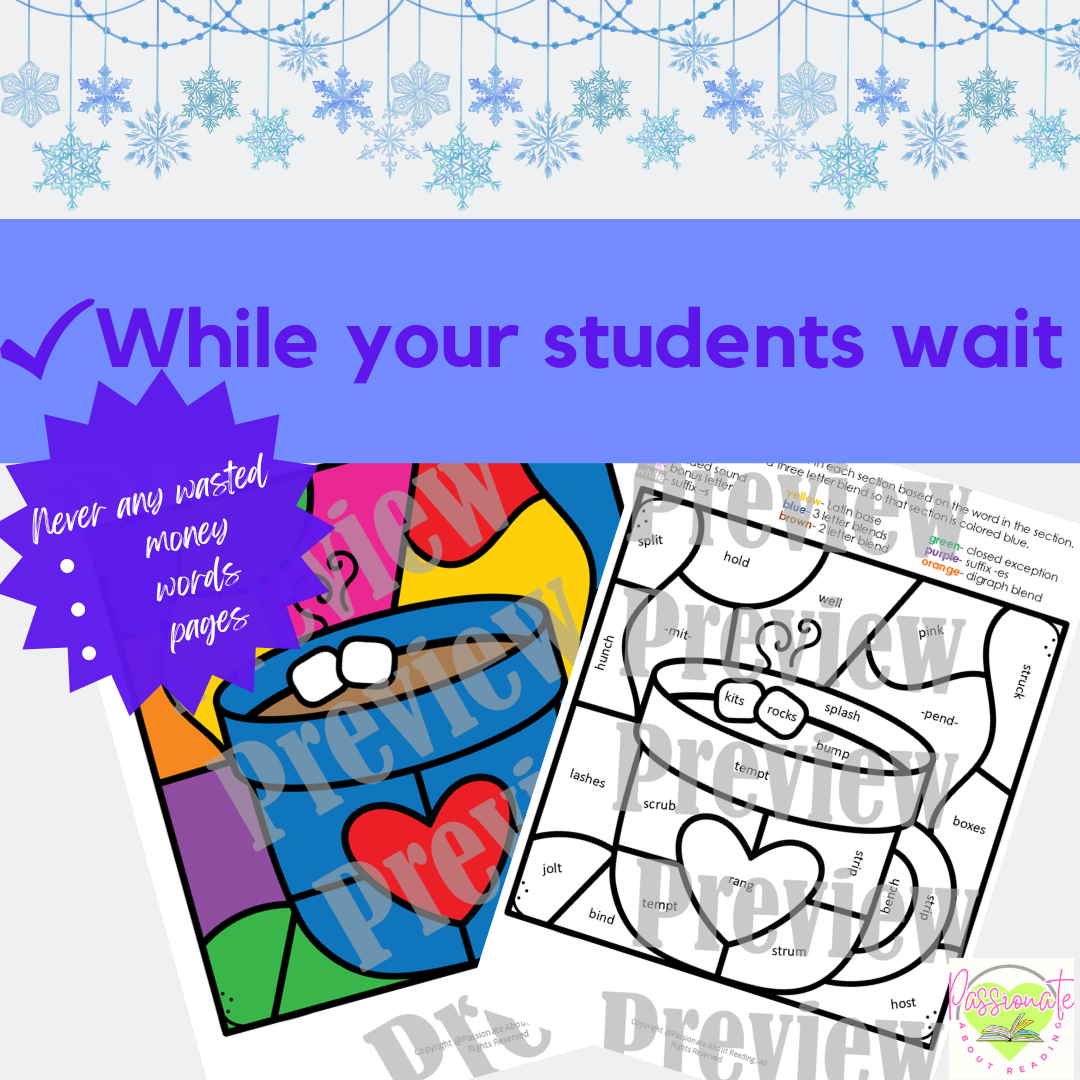 No Prep Winter Color By Code Bundle for Steps1-6, Wilson Reading System Aligned - Image 3