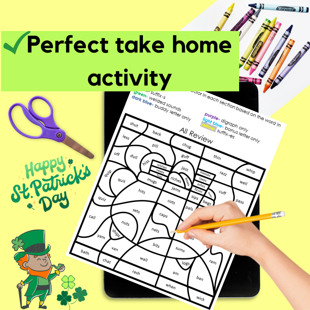 No Prep St. Patrick's Day Color By Code Bundle for Steps1-6, Wilson Reading System Aligned - Image 4