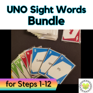UNO High Frequency Words Card Game Bundle for Steps 1-12, Wilson Reading System Aligned
