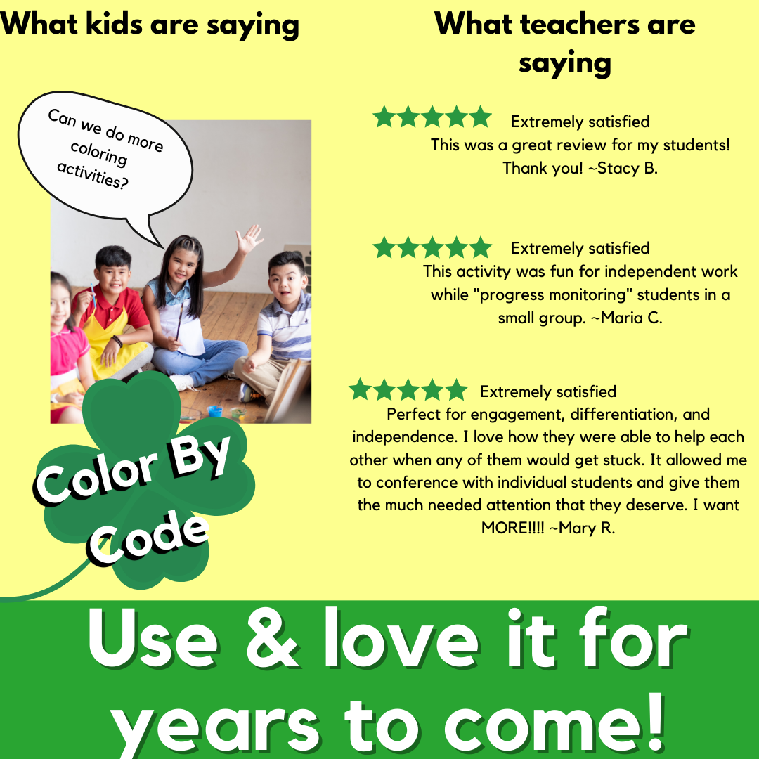 No Prep St. Patrick's Day Color By Code Bundle for Steps1-6, Wilson Reading System Aligned - Image 5