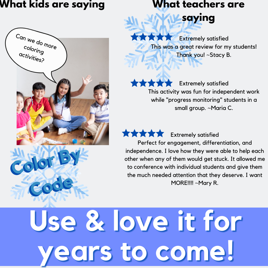 No Prep Winter Color By Code Bundle for Steps1-6, Wilson Reading System Aligned - Image 5