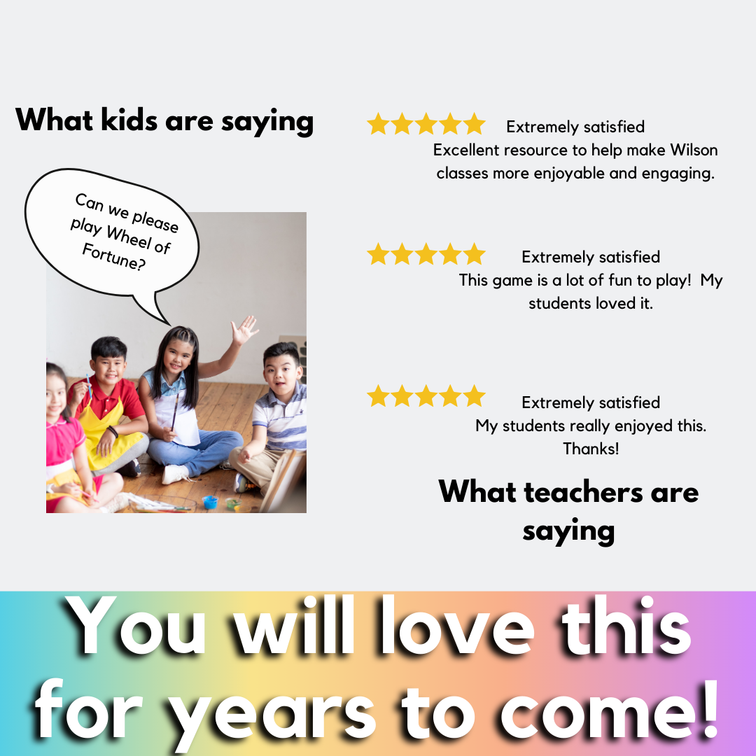 No Prep Wheel of Fortune Phonics Game Bundle for Steps 1-6, Wilson Reading System Aligned - Image 4