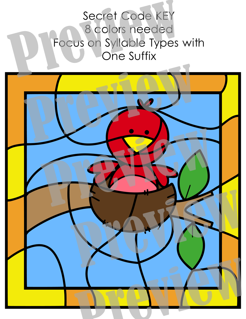No Prep Spring Color By Code Bundle for Steps1-6, Wilson Reading System Aligned - Image 3