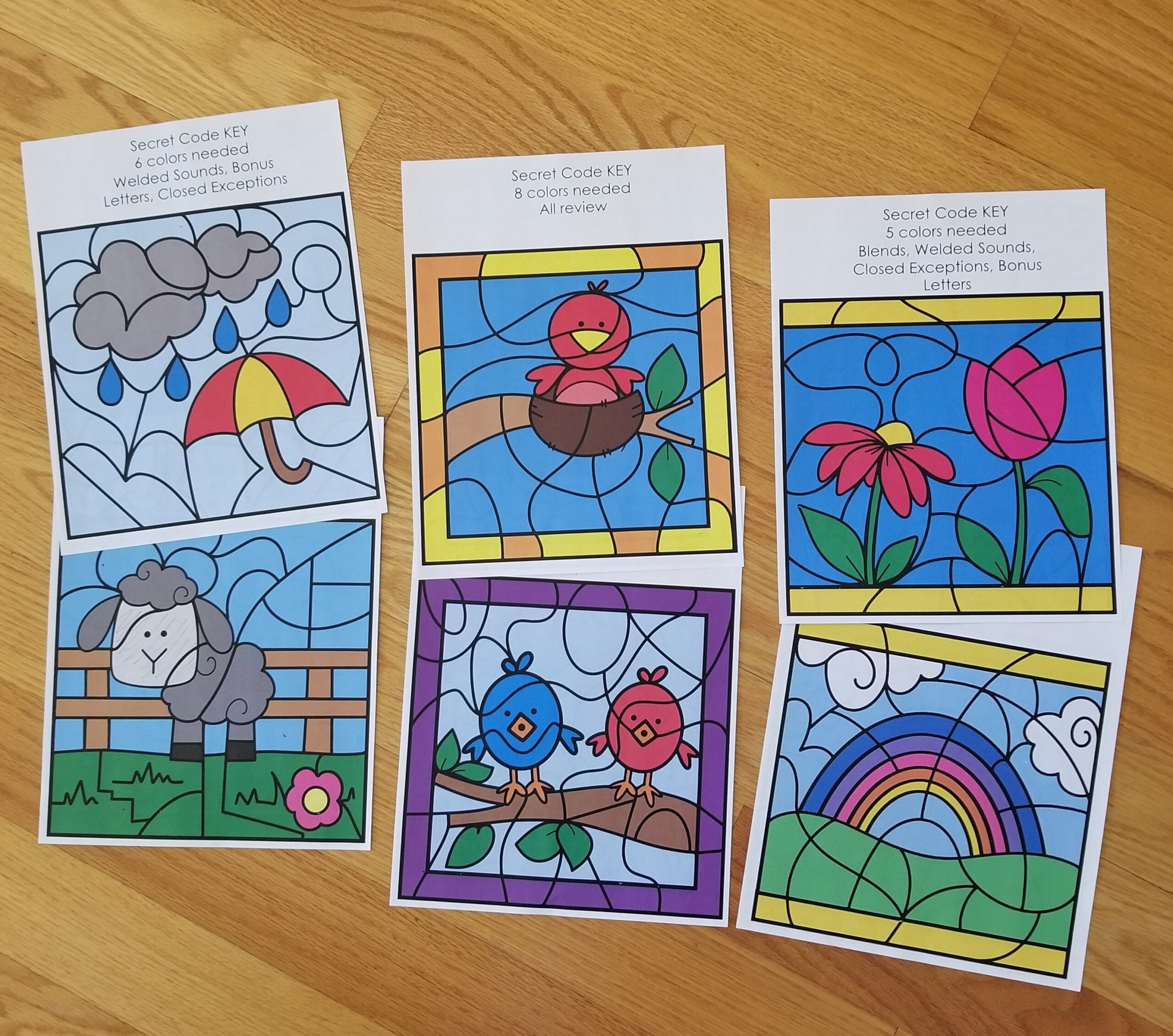 No Prep Spring Color By Code Bundle for Steps1-6, Wilson Reading System Aligned - Image 2