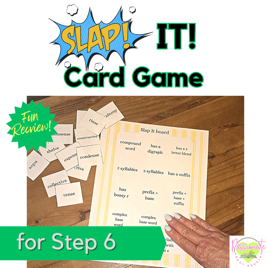 SLAP It! for Step 6: _le syllable, suffixes & sounds of -ed Phonics Review Game